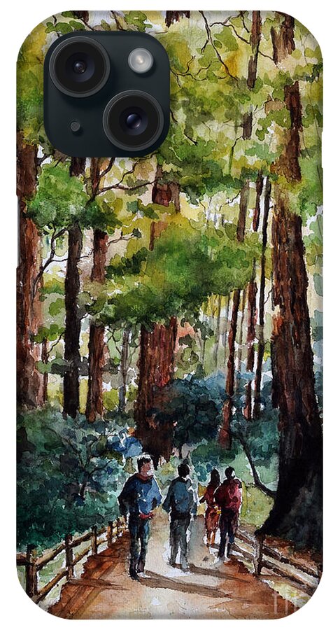 Trees iPhone Case featuring the painting Muir woods by Aparna Pottabathni