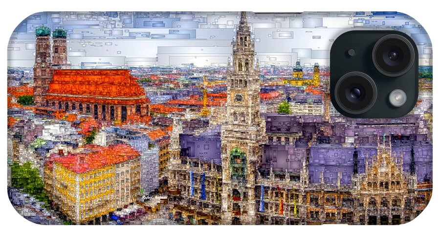 Rafael Salazar iPhone Case featuring the digital art Munich Cityscape by Rafael Salazar