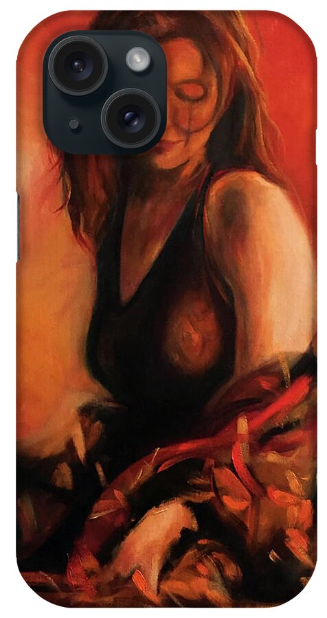  iPhone Case featuring the painting Muse en Rouge by Josef Kelly
