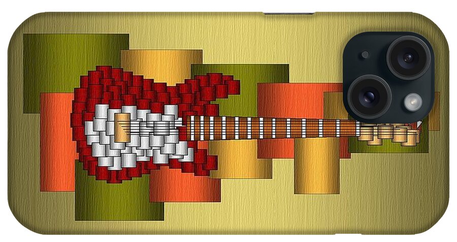 Music iPhone Case featuring the digital art Music Series Horizontal Guitar Abstract by Terry Mulligan