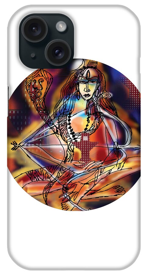 Music iPhone Case featuring the painting Music Shiva by Guruji Aruneshvar Paris Art Curator Katrin Suter