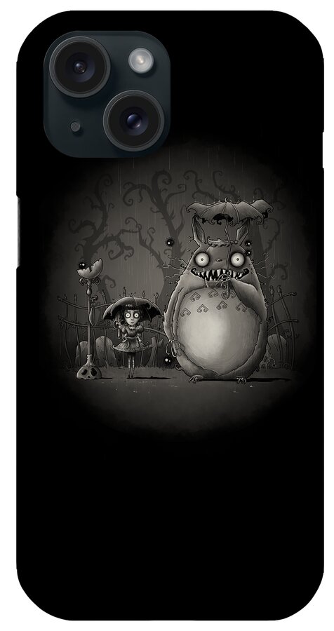 Totoro iPhone Case featuring the digital art My Creepy Neighbor by Angel Saquero