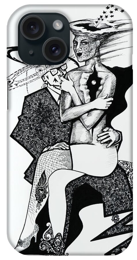 Love iPhone Case featuring the drawing My Shadow And I by Yelena Tylkina