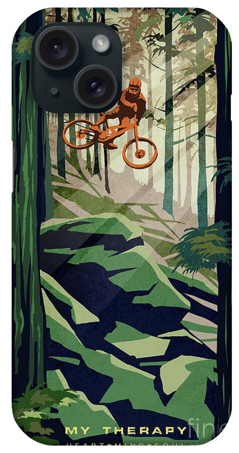 Mountain Bike iPhone Case featuring the painting My Therapy by Sassan Filsoof