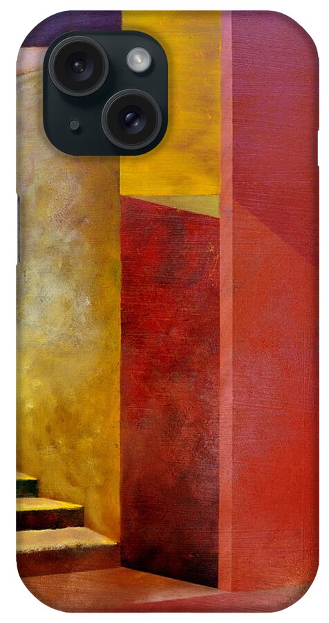 Gold iPhone Case featuring the painting Mystery Stairway by Michelle Calkins