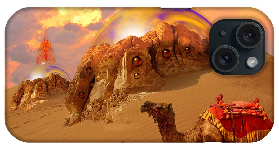 Sci-fi iPhone Case featuring the digital art Mystic desert by Alexa Szlavics
