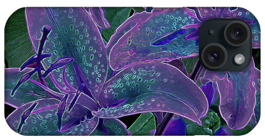  Lilies iPhone Case featuring the mixed media Mystic Lilies 6 by Lynda Lehmann