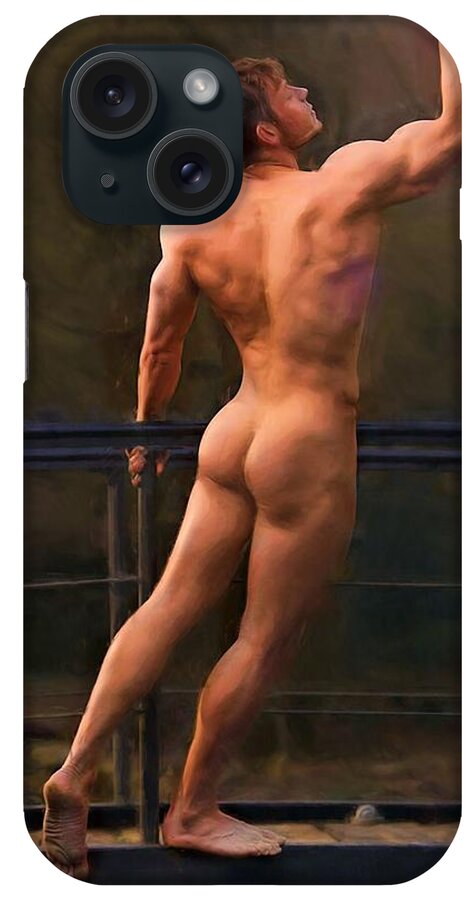Troy Caperton iPhone Case featuring the painting Naked on a Rail by Troy Caperton