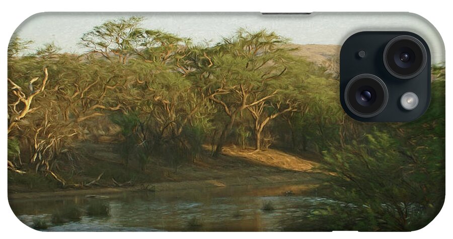 Africa iPhone Case featuring the digital art Namibian Waterway by Ernest Echols