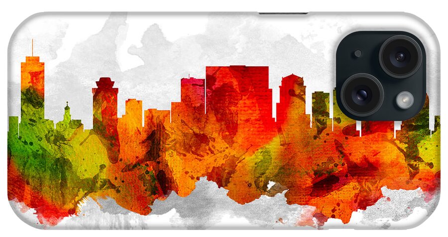 Nashville iPhone Case featuring the painting Nashville Tennessee Cityscape 15 by Aged Pixel