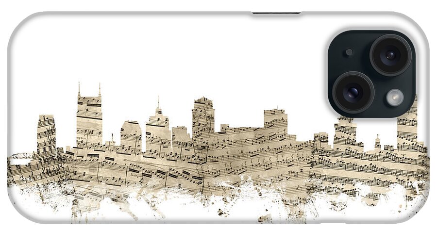 Nashville iPhone Case featuring the digital art Nashville Tennessee Skyline Sheet Music by Michael Tompsett