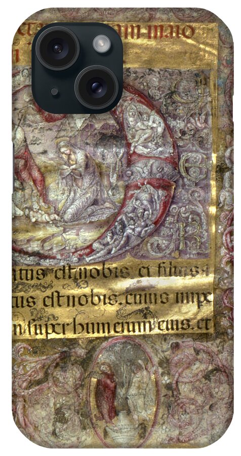 15th Century iPhone Case featuring the photograph Nativity In An Initial P by Granger
