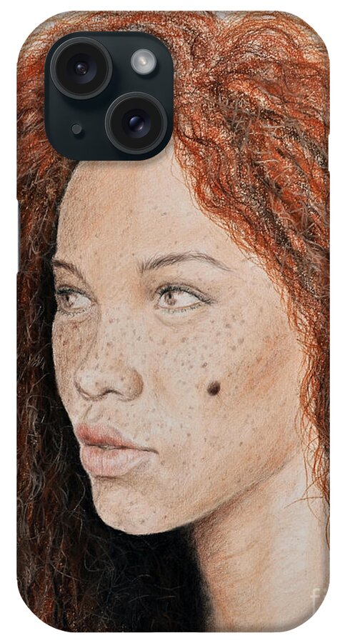 Natural Beauty iPhone Case featuring the mixed media Natural Beauty with Red Hair by Jim Fitzpatrick
