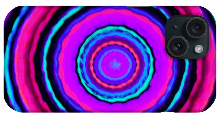 Round Ring Particle iPhone Case featuring the photograph Neon ripples of lights by Maria Aduke Alabi
