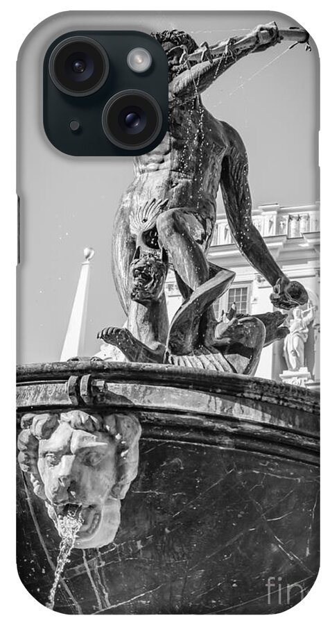 City iPhone Case featuring the photograph Neptune's fountain, Gdansk BW by Mariusz Talarek