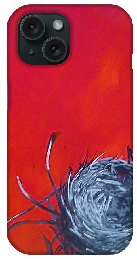 Nest iPhone Case featuring the painting Nest on red by Tilly Strauss