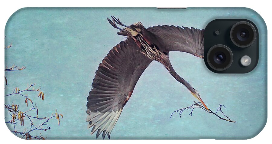 Heron iPhone Case featuring the photograph Nesting Heron in Flight by Peggy Collins