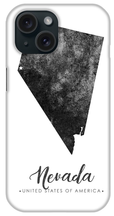 Nevada iPhone Case featuring the mixed media Nevada State Map Art - Grunge Silhouette by Studio Grafiikka