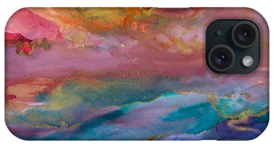 Abstract iPhone Case featuring the painting New Day by Bonny Butler