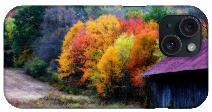 Tobacco Barn iPhone Case featuring the photograph New England Tobacco Barn In Autumn by Smilin Eyes Treasures