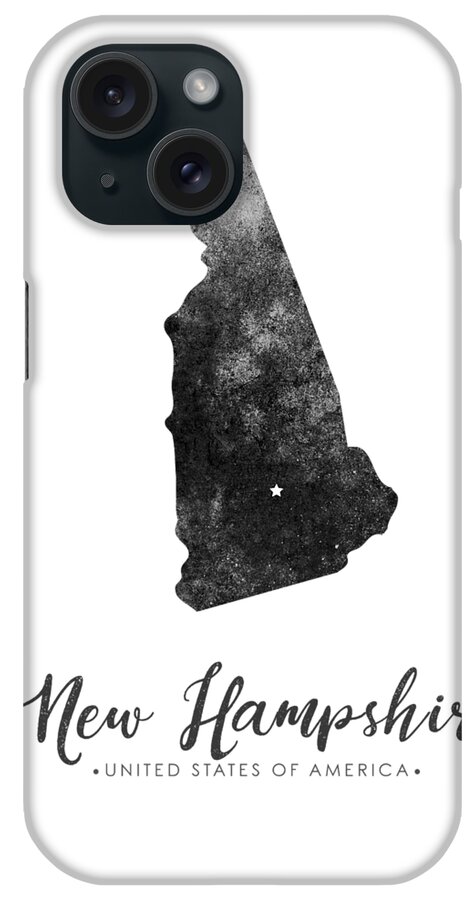 New Hampshire iPhone Case featuring the mixed media New Hampshire State Map Art - Grunge Silhouette by Studio Grafiikka