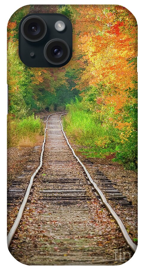 Railroad iPhone Case featuring the photograph New Hampshire Train Tracks to Foliage by Mike Ste Marie