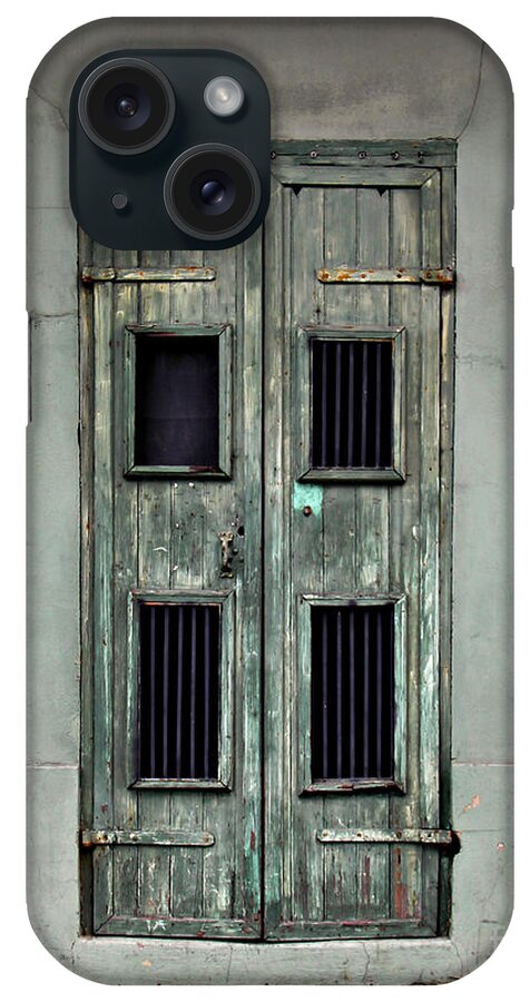 Door iPhone Case featuring the photograph New Orleans Green Doors by Perry Webster
