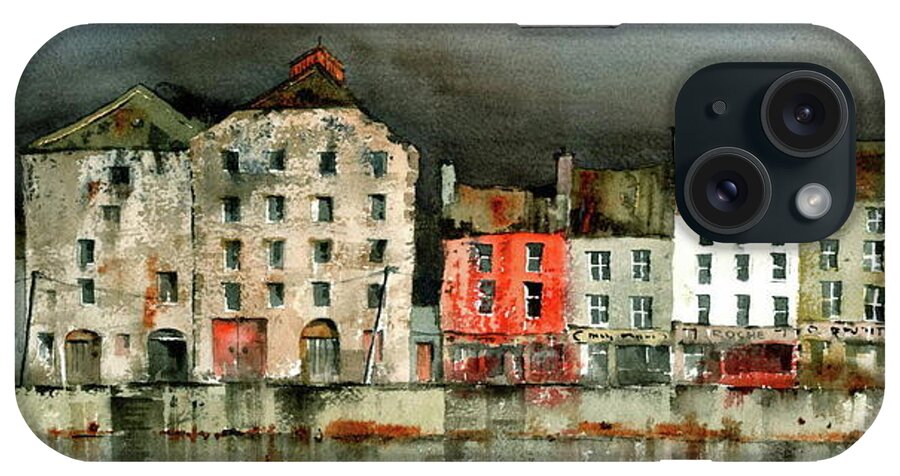 Val Byrne iPhone Case featuring the painting New Ross Quays Panorama by Val Byrne