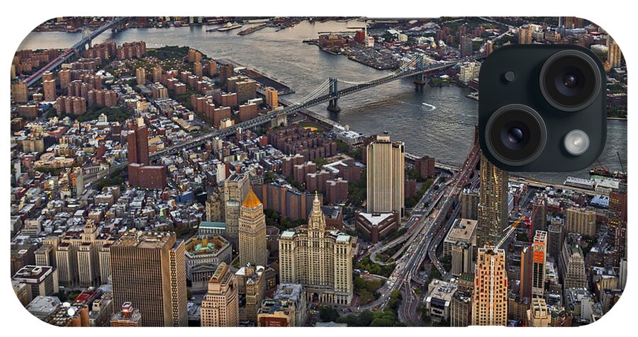Aerial View iPhone Case featuring the photograph New York City Aerial Bridges by Susan Candelario