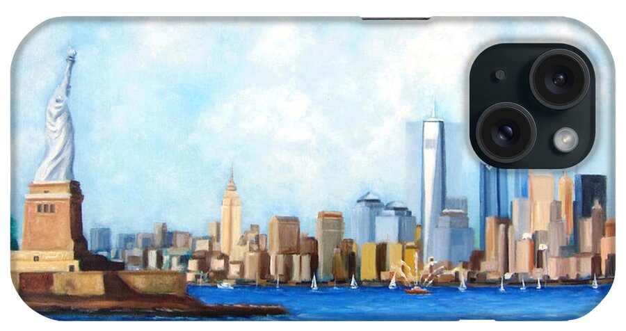 Ny City iPhone Case featuring the painting New York City Rebirth by Leonardo Ruggieri