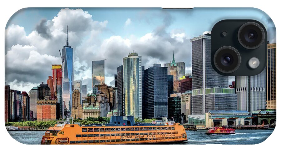 New York iPhone Case featuring the painting New York City Staten Island Ferry by Christopher Arndt