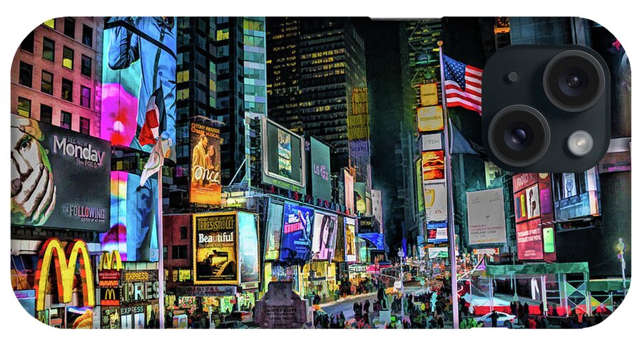 New York iPhone Case featuring the painting New York City Times Square by Christopher Arndt
