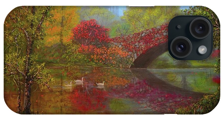 Landscape iPhone Case featuring the painting New York in fall by Michael Mrozik