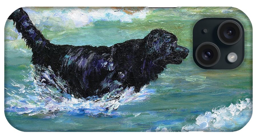Newfoundland Dog iPhone Case featuring the painting Newfoundland Water Trials by Mary Jo Zorad
