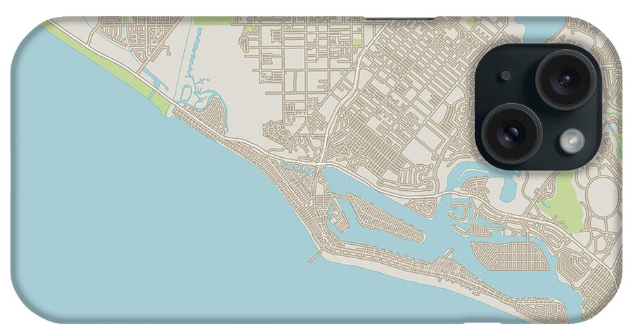Newport Beach iPhone Case featuring the digital art Newport Beach California US City Street Map by Frank Ramspott