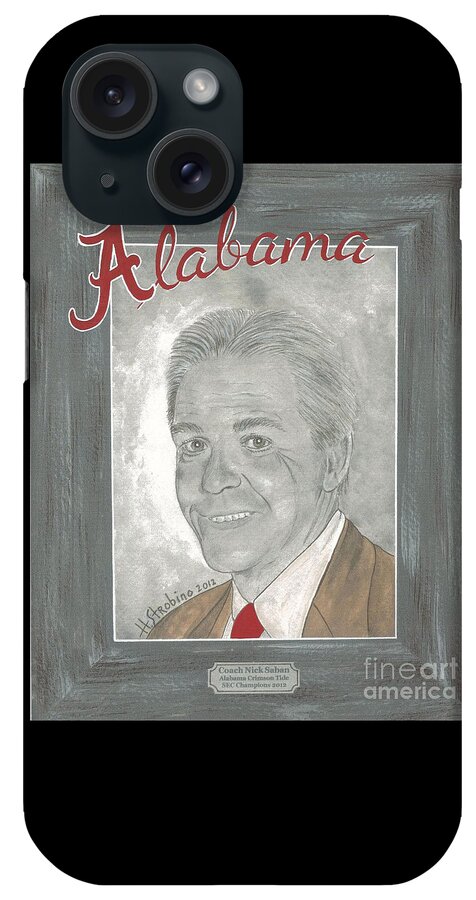  iPhone Case featuring the painting Nick Saban T-shirt by Herb Strobino