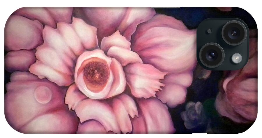 Pinkish Large Blooms iPhone Case featuring the painting Night Blooms by Jordana Sands