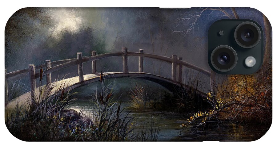 Lynne Pittard iPhone Case featuring the painting Moonlit Bridge by Lynne Pittard