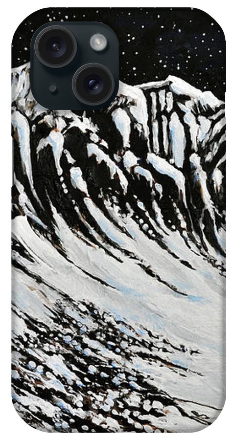 Landscape iPhone Case featuring the painting Night cliffs by Stevyn Llewellyn