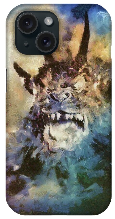 Hollywood iPhone Case featuring the painting Night of the Demon, Vintage Horror by Esoterica Art Agency