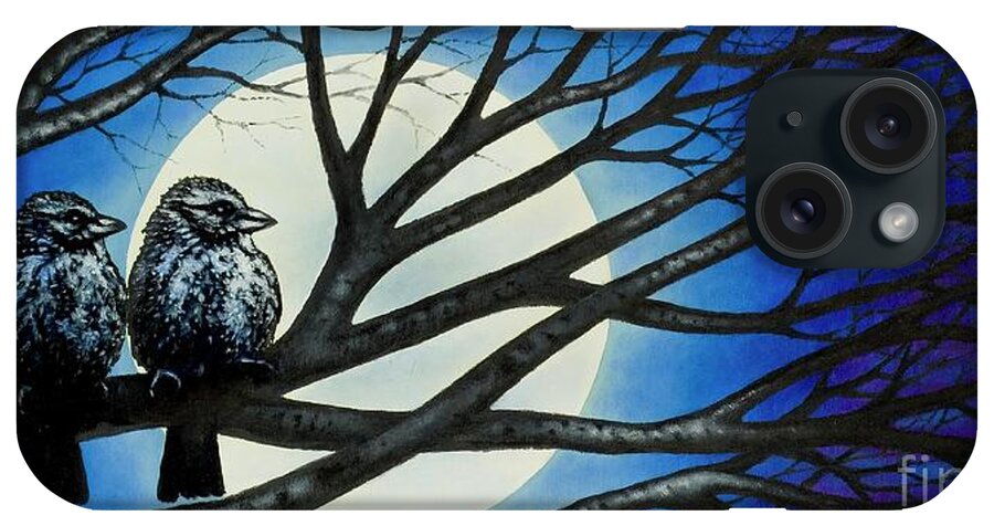 Full Moon iPhone Case featuring the painting Night Perch by Michael Frank