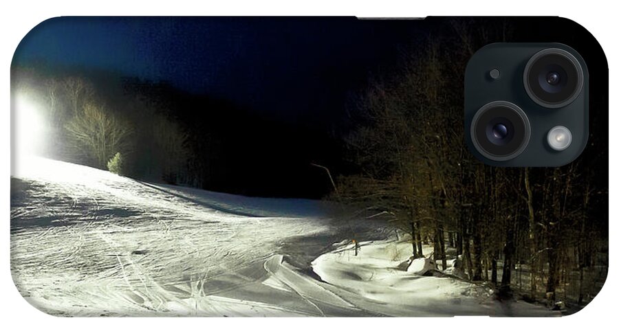 Night Skiing At Mccauley Mountain iPhone Case featuring the photograph Night Skiing at McCauley Mountain by David Patterson