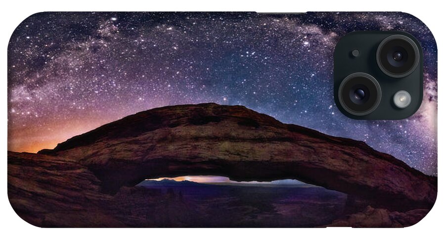  iPhone Case featuring the digital art Night Sky over Mesa Arch by OLena Art by Lena Owens - Vibrant Design and