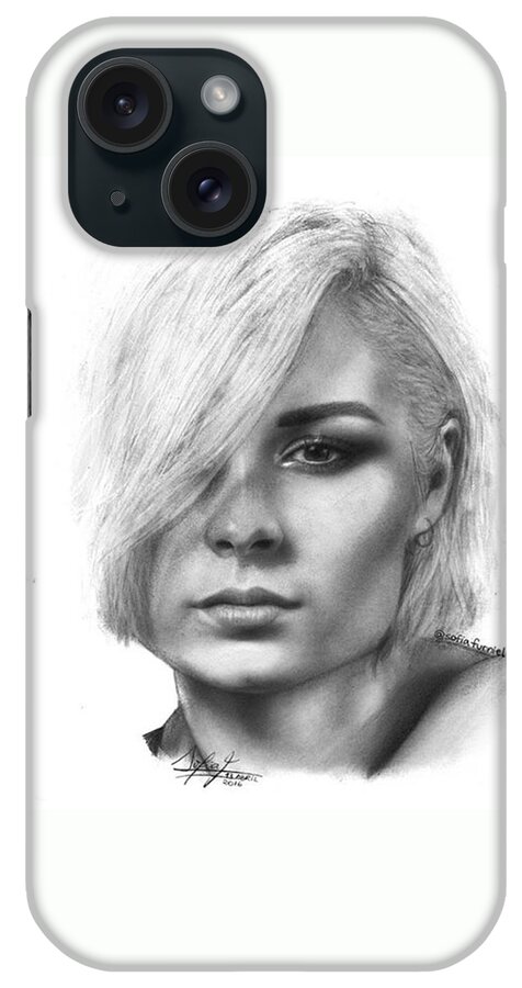 Portrait iPhone Case featuring the drawing Nina Nesbitt Drawing By Sofia Furniel by Jul V