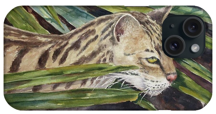 Narvana iPhone Case featuring the painting Nirvana - Ocelot by Roxanne Tobaison