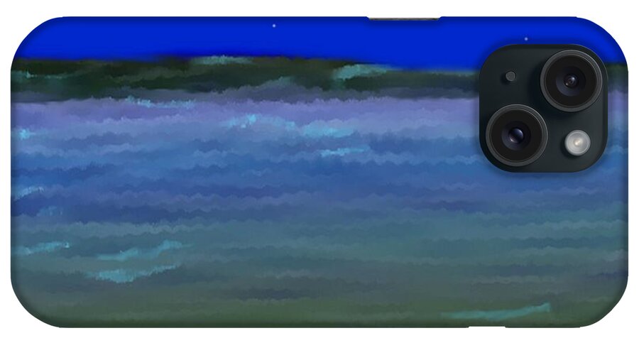 Night No Moon Sea Waves Colors Stars Sky iPhone Case featuring the digital art No moon night sea by Dr Loifer Vladimir