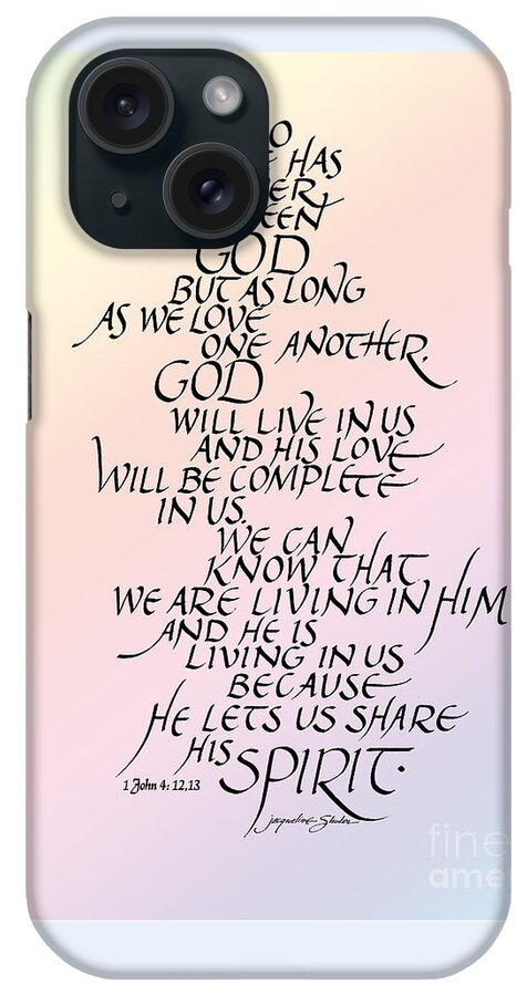 Scripture iPhone Case featuring the drawing No One Has Seen God by Jacqueline Shuler