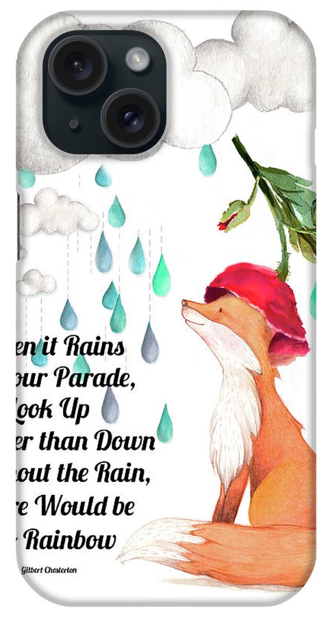 Red Fox iPhone Case featuring the digital art No Rain on my Parade by Colleen Taylor