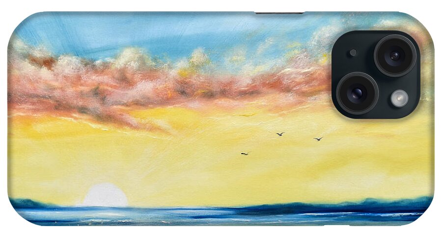 Sunset iPhone Case featuring the painting No Stress - Sunset Painting by Gina De Gorna