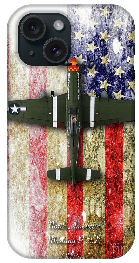 P51 iPhone Case featuring the digital art North American P-51 Mustang 'Old Crow' by Airpower Art